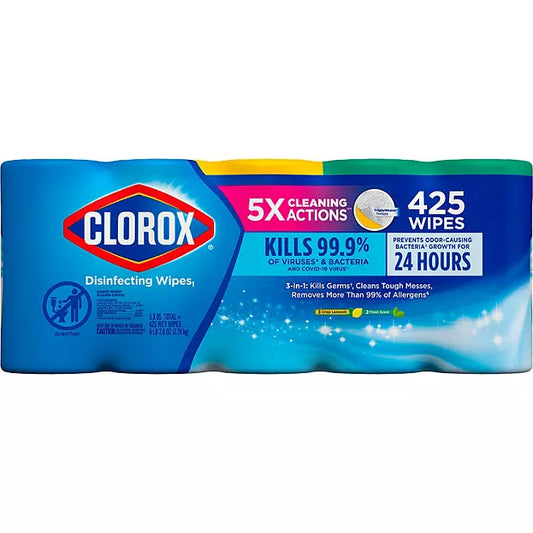 Clorox Disinfecting Wipes, Variety Pack, 5-Pack (425 Wipes Total)