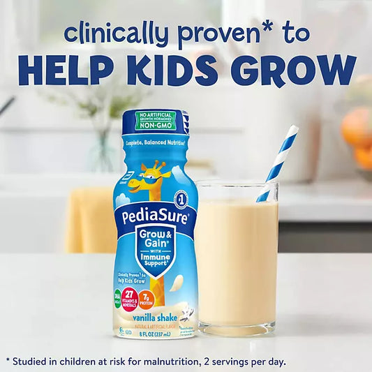 PediaSure Grow and Gain Nutrition Shake for Kids, Vanilla 8 fl. oz., 24 pk.