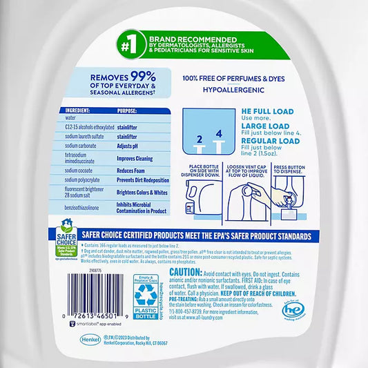 all Free Clear Liquid Laundry Detergent, The Original, 166 Loads