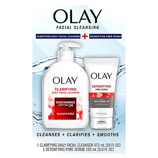 Olay Facial Cleanser and Detoxifying Pore Scrub Duo Kit