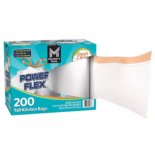 Member's Mark Power Flex 13-Gallon Tall Kitchen Trash Bags,
