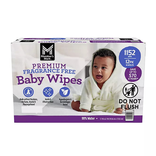 Member's Mark Premium Baby Wipes, Fragrance Free,