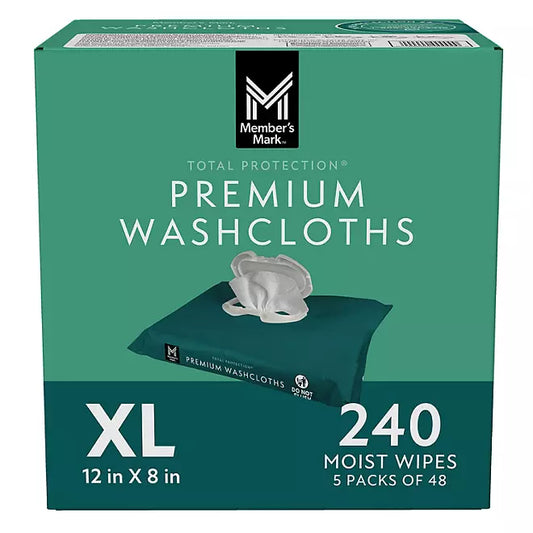 Member’s Mark Adult Washcloths – 240 Count, Extra-Large & Pre-Moistened