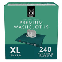 Member’s Mark Adult Washcloths – 240 Count, Extra-Large & Pre-Moistened