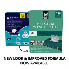 Member’s Mark Adult Washcloths – 240 Count, Extra-Large & Pre-Moistened
