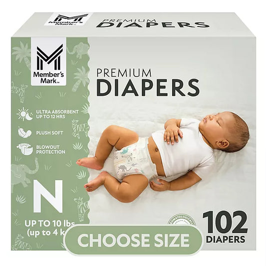 Member's Mark Premium Baby Diapers, Sizes: Newborn - 8