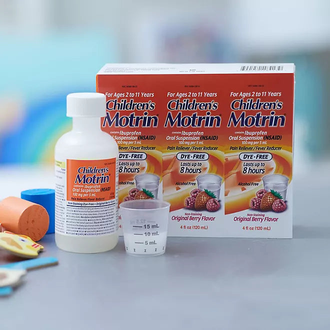 Children’s Pain Reliever & Fever Reducer – Motrin  Original Berry 4 oz., 3 pk.