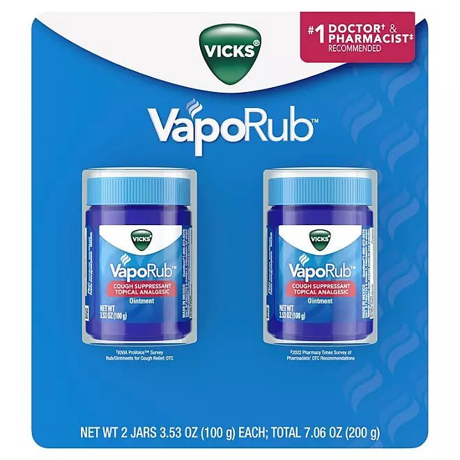 Vicks VapoRub Topical Analgesic Ointment, 3.53 oz., 2 pk. Retail Outlet