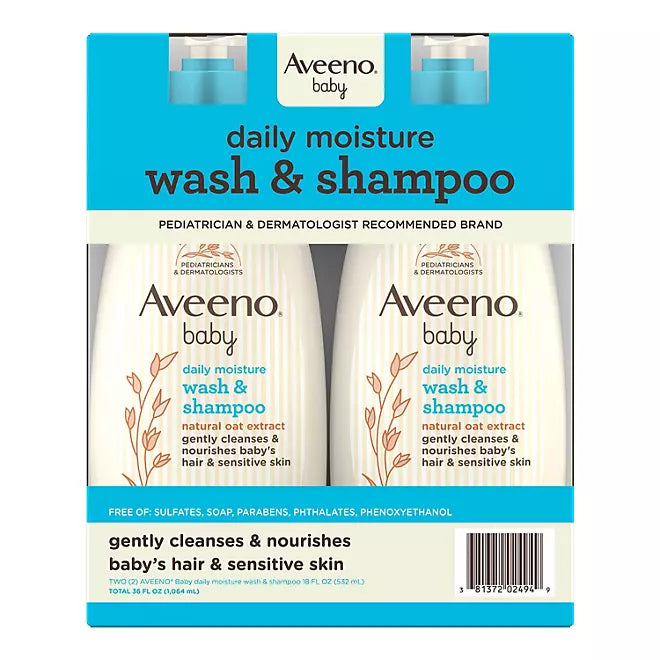 Aveeno Baby 2‑in‑1 Wash & Shampoo (18 fl oz, 2‑pack) Retailoutlet