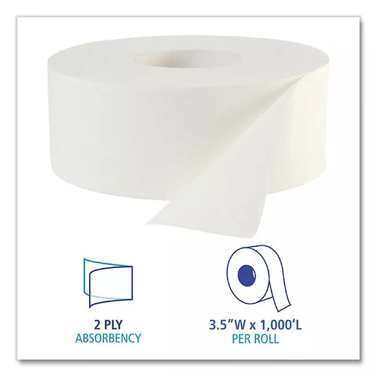 Boardwalk Jumbo 2-Ply Toilet Paper, 12 Rolls (1000 ft/Roll)