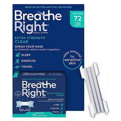 Breathe Right Extra Strength Nasal Strips, For Sensitive Skin, Clear, 72 ct.