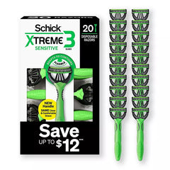 Schick Xtreme3 Sensitive Disposable Razors for Men, 20 ct