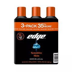 Edge Sensitive Skin Shaving Gel for Men – 9.5 oz, 3 Pack