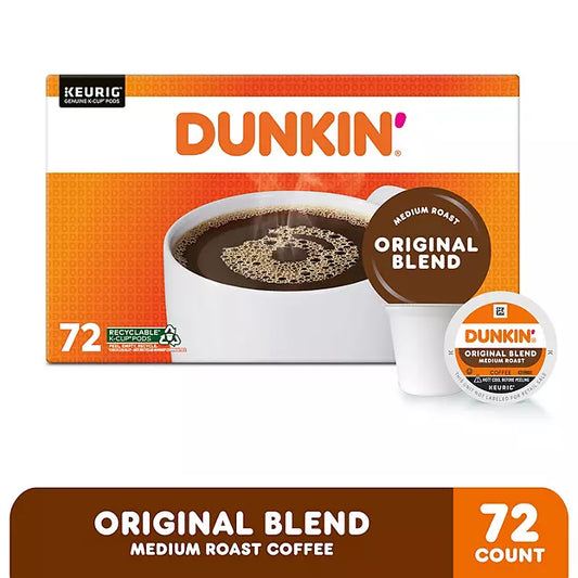 Dunkin' K-Cup Medium Roast Coffee, 72 Ct
