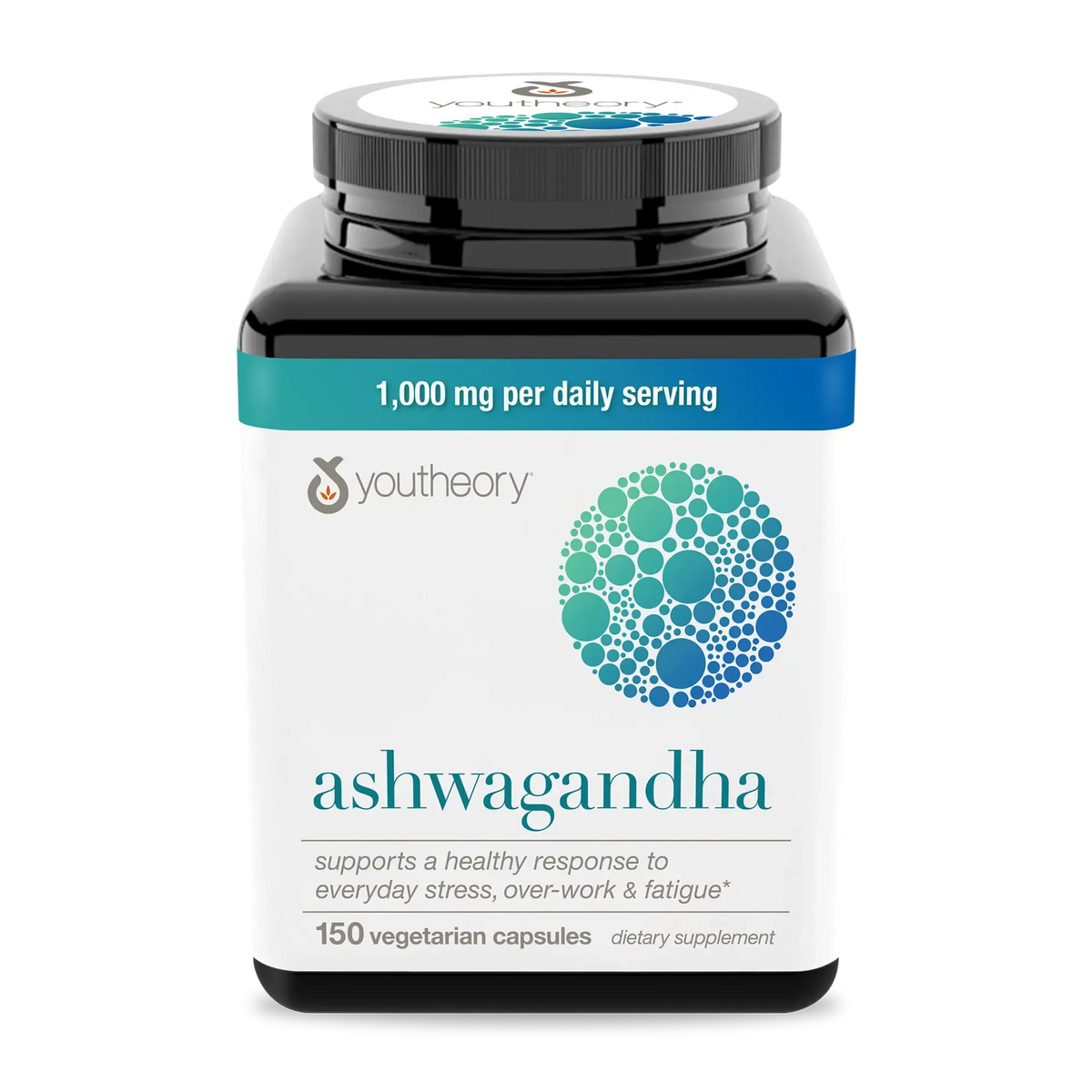 Youtheory Ashwagandha 1000 mg. Vegetarian Capsules, 150 ct.