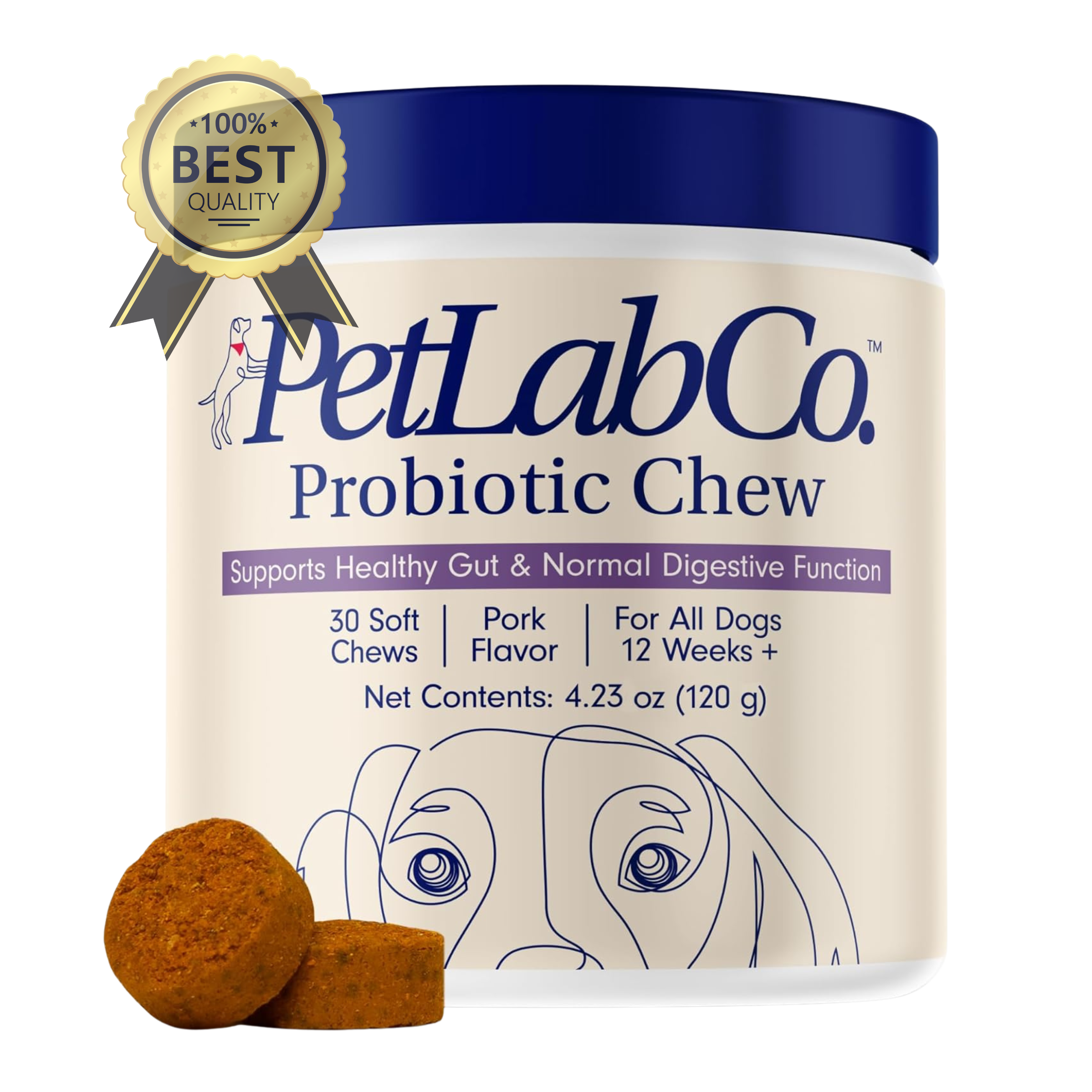 PetLab Co. Probiotics for Dogs – Gut Health & Allergy Support – Pork Flavor Soft Chews (30 Count) PetLab Co.