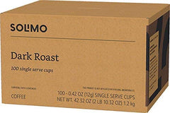 Solimo Dark Roast Coffee Pods, Compatible with Keurig 2.0 K-Cup Brewers 100 Count(Pack of 1)