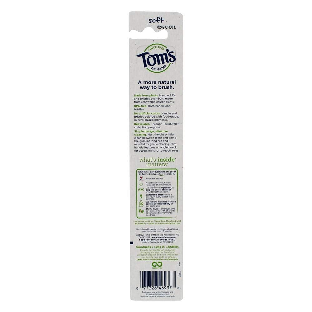 Tom's of Maine Naturally Clean Toothbrush, Soft, 2-Pack (Packaging May Vary)
