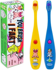 Lily's Home Children’s Funny Farting Toothbrush, Soft Bristles, Minute Electric Brushing Timer, Cute Boy Girl Dentist Prize, Age 3+, Assorted Color Animal Designs