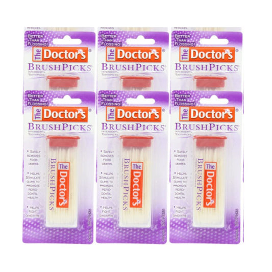 The Doctor's BrushPicks Interdental Toothpicks | 120-Picks per pack | (6-Pack)
