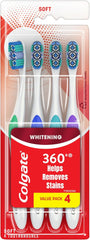 Colgate 360 Optic White Whitening Toothbrush, Soft - 4 Count