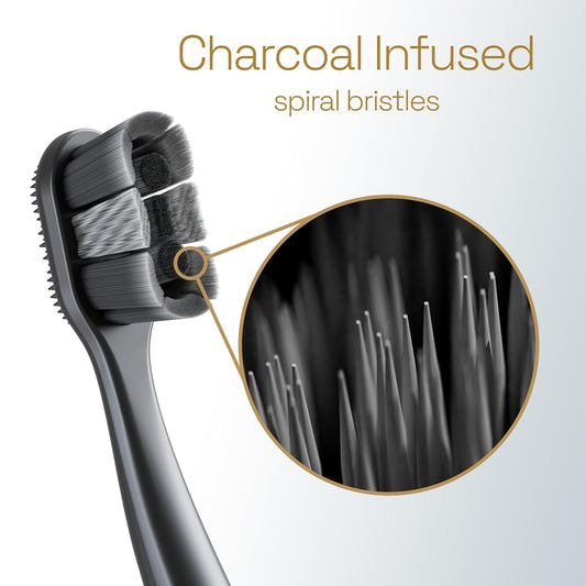 Colgate Total Active Prevention Soft Bristle Whitening Toothbrushes, Soft Toothbrush with Charcoal Infused Bristles, Helps Whiten and Reaches Deeper Along The Gumline and Between Teeth, Black, 2 Pack