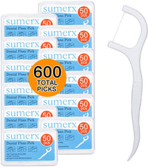 600 Count Dental Floss Picks – Toothpicks for Deep Cleaning, Comfortable Handle to Care Teeth Clean Flat Wire – 50 Pack with Picks Per Portable Case for Family
