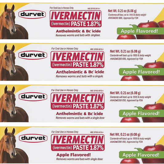 Ivermectin Paste Dewormer 6.08g Dose @ 1.87% Apple Flavored (4 Count) – Durvet