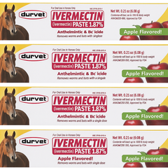 Ivermectin Paste Dewormer 6.08g Dose @ 1.87% Apple Flavored (4 Count) – Durvet