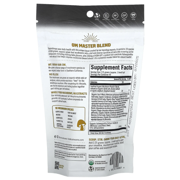 Organic Mushroom Nutrition Master Blend Mushrooms & Adaptogens 3.17 oz Pwdr Om Master Blend