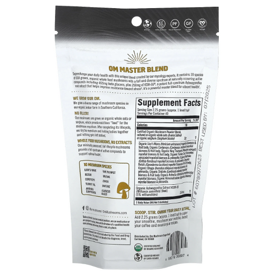 Organic Mushroom Nutrition Master Blend Mushrooms & Adaptogens 3.17 oz Pwdr Om Master Blend
