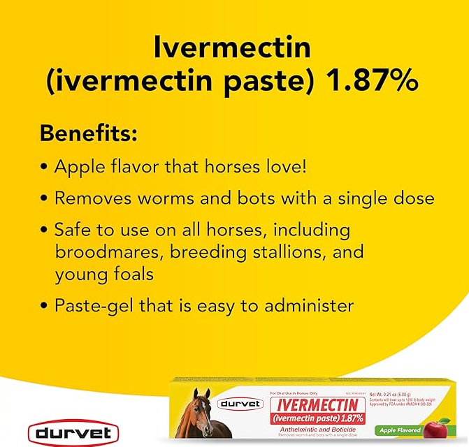 Ivermectin Paste Dewormer - 6.08g dose @ 1.87%-Apple Flavored, 3 Count Ivermectin