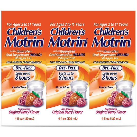 Children’s Pain Reliever & Fever Reducer – Motrin  Original Berry 4 oz., 3 pk.