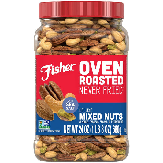 Fisher Oven Roasted Never Fried Deluxe Mixed Nuts, 24 Ounces (Pack of 1)